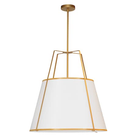 Dainolite 3Lt Trapezoid Pendant Gold/ White Shade W/790 Diff TRA-3P-GLD-WH